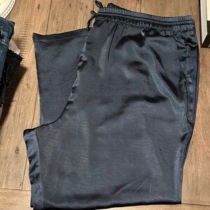 Skies Are Blue Satin Joggers in Dark Blue